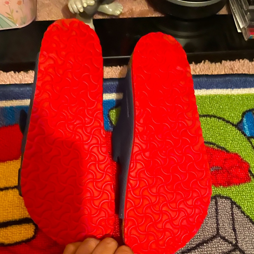 1 pair of blue and red US kids size 3 Birkenstock’s.
